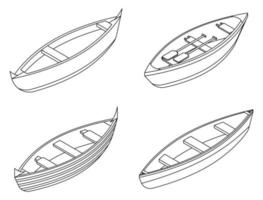 Canoeing icons set vector outine