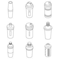 Shaker icons set vector outine