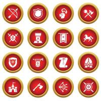 Knight medieval icons set, simple style vector