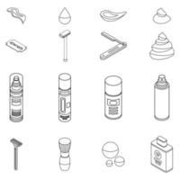 Shaving foam icons set vector outine