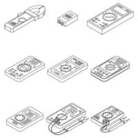 Multimeter icons set vector outine