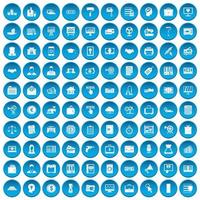 100 iconos de préstamo conjunto azul vector