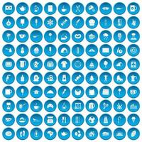 100 coffee icons set blue vector