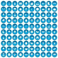 100 iconos de jardinería azul vector