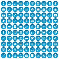 100 finance icons set blue
