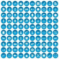 100 gear icons set blue vector