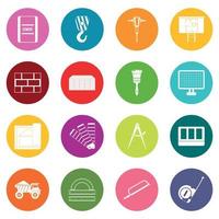 Construction icons many colors set vector