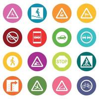 Road Sign Set icons many colors set vector
