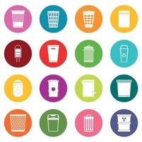 Trash can icons many colors set vector