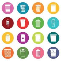 Trash can icons many colors set vector
