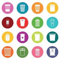 conjunto de iconos de basura muchos colores vector