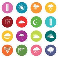 Weather set icons many colors set vector