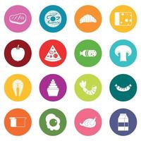 Food icons many colors set vector