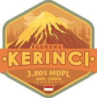 logotipo de la montaña. la montaña que se origina en indonesia jambi-west sumatra se llama monte kerinci. con una altura de 3.805 metros. vector