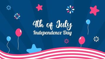 4th of July Independence Day Celebration Flat Design Vector Illustration