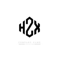 diseño de logotipo de letra hzx con forma de polígono. diseño de logotipo en forma de cubo y polígono hzx. hzx hexágono vector logo plantilla colores blanco y negro. Monograma hzx, logotipo empresarial y inmobiliario.