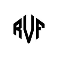 diseño de logotipo de letra rvf con forma de polígono. diseño de logotipo de forma de cubo y polígono rvf. rvf hexágono vector logo plantilla colores blanco y negro. monograma rvf, logotipo comercial e inmobiliario.