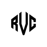 diseño de logotipo de letra rvc con forma de polígono. diseño de logotipo de forma de cubo y polígono rvc. rvc hexágono vector logo plantilla colores blanco y negro. monograma rvc, logotipo comercial e inmobiliario.