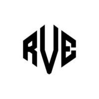 diseño de logotipo de letra rve con forma de polígono. diseño de logotipo en forma de cubo y polígono rve. rve hexágono vector logo plantilla colores blanco y negro. monograma rve, logotipo comercial e inmobiliario.