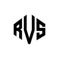 diseño de logotipo de letra rvs con forma de polígono. diseño de logotipo en forma de cubo y polígono rvs. rvs hexágono vector logo plantilla colores blanco y negro. monograma rvs, logotipo comercial y inmobiliario.