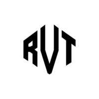 diseño de logotipo de letra rvt con forma de polígono. diseño de logotipo de forma de cubo y polígono rvt. rvt hexágono vector logo plantilla colores blanco y negro. monograma rvt, logotipo empresarial y inmobiliario.