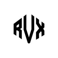 diseño de logotipo de letra rvx con forma de polígono. diseño de logotipo de forma de cubo y polígono rvx. rvx hexagon vector logo plantilla colores blanco y negro. Monograma rvx, logotipo comercial e inmobiliario.