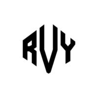 RVY letter logo design with polygon shape. RVY polygon and cube shape logo design. RVY hexagon vector logo template white and black colors. RVY monogram, business and real estate logo.