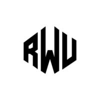 RWU letter logo design with polygon shape. RWU polygon and cube shape logo design. RWU hexagon vector logo template white and black colors. RWU monogram, business and real estate logo.