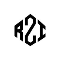 RZI letter logo design with polygon shape. RZI polygon and cube shape logo design. RZI hexagon vector logo template white and black colors. RZI monogram, business and real estate logo.