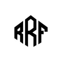 RRF letter logo design with polygon shape. RRF polygon and cube shape logo design. RRF hexagon vector logo template white and black colors. RRF monogram, business and real estate logo.