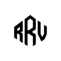 diseño de logotipo de letra rrv con forma de polígono. diseño de logotipo en forma de cubo y polígono rrv. rrv hexágono vector logo plantilla colores blanco y negro. monograma rrv, logotipo comercial y inmobiliario.