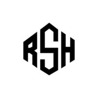 diseño de logotipo de letra rsh con forma de polígono. diseño de logotipo de forma de cubo y polígono rsh. rsh hexágono vector logo plantilla colores blanco y negro. monograma rsh, logotipo empresarial y inmobiliario.