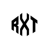 RXT letter logo design with polygon shape. RXT polygon and cube shape logo design. RXT hexagon vector logo template white and black colors. RXT monogram, business and real estate logo.