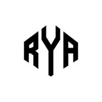 RYA letter logo design with polygon shape. RYA polygon and cube shape logo design. RYA hexagon vector logo template white and black colors. RYA monogram, business and real estate logo.