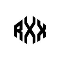 diseño de logotipo de letra rxx con forma de polígono. diseño de logotipo de forma de cubo y polígono rxx. rxx hexágono vector logo plantilla colores blanco y negro. monograma rxx, logotipo empresarial y inmobiliario.