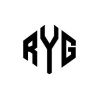 diseño de logotipo de letra ryg con forma de polígono. diseño de logotipo en forma de cubo y polígono ryg. ryg hexágono vector logo plantilla colores blanco y negro. monograma ryg, logotipo empresarial y inmobiliario.