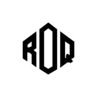 ROQ letter logo design with polygon shape. ROQ polygon and cube shape logo design. ROQ hexagon vector logo template white and black colors. ROQ monogram, business and real estate logo.