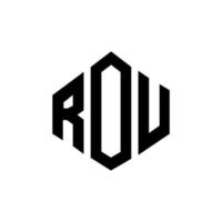 ROU letter logo design with polygon shape. ROU polygon and cube shape logo design. ROU hexagon vector logo template white and black colors. ROU monogram, business and real estate logo.