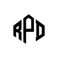 RPD letter logo design with polygon shape. RPD polygon and cube shape logo design. RPD hexagon vector logo template white and black colors. RPD monogram, business and real estate logo.