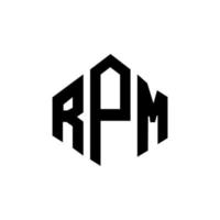 diseño de logotipo de letra rpm con forma de polígono. diseño de logotipo en forma de cubo y polígono rpm. rpm hexágono vector logo plantilla colores blanco y negro. monograma rpm, logotipo empresarial y inmobiliario.