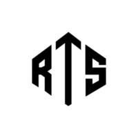 RTS letter logo design with polygon shape. RTS polygon and cube shape logo design. RTS hexagon vector logo template white and black colors. RTS monogram, business and real estate logo.