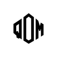 QOM letter logo design with polygon shape. QOM polygon and cube shape logo design. QOM hexagon vector logo template white and black colors. QOM monogram, business and real estate logo.