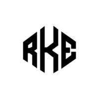 diseño de logotipo de letra rke con forma de polígono. diseño de logotipo en forma de cubo y polígono rke. rke hexágono vector logo plantilla colores blanco y negro. monograma rke, logotipo empresarial y inmobiliario.