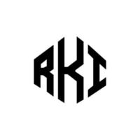 RKI letter logo design with polygon shape. RKI polygon and cube shape logo design. RKI hexagon vector logo template white and black colors. RKI monogram, business and real estate logo.