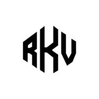 diseño de logotipo de letra rkv con forma de polígono. diseño de logotipo en forma de cubo y polígono rkv. rkv hexágono vector logo plantilla colores blanco y negro. monograma rkv, logotipo comercial y inmobiliario.