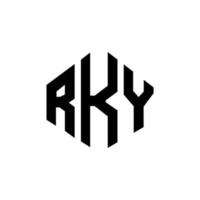 RKY letter logo design with polygon shape. RKY polygon and cube shape logo design. RKY hexagon vector logo template white and black colors. RKY monogram, business and real estate logo.