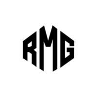 RMG letter logo design with polygon shape. RMG polygon and cube shape logo design. RMG hexagon vector logo template white and black colors. RMG monogram, business and real estate logo.