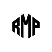 diseño de logotipo de letra rmp con forma de polígono. diseño de logotipo en forma de cubo y polígono rmp. plantilla de logotipo vectorial hexagonal rmp colores blanco y negro. monograma rmp, logotipo comercial e inmobiliario. vector