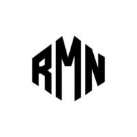 RMN letter logo design with polygon shape. RMN polygon and cube shape logo design. RMN hexagon vector logo template white and black colors. RMN monogram, business and real estate logo.