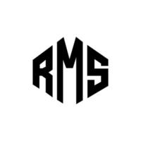 RMS letter logo design with polygon shape. RMS polygon and cube shape logo design. RMS hexagon vector logo template white and black colors. RMS monogram, business and real estate logo.
